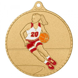 Медаль №3662 (Баскетбол, Женщины, диаметр 55 мм, металл, цвет золото)