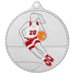 Медаль №3662 (Баскетбол, Женщины, диаметр 55 мм, металл, цвет серебро)