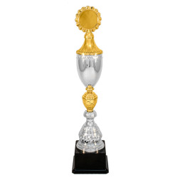 Кубок №4341 (Высота 50 см, цвет серебро-золото, размер таблички 80x40 мм, диаметр вставки 50 мм)