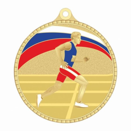 Медаль №2492 (Бег, диаметр 55 мм, металл, цвет золото. Место для вставок: обратная сторона диаметр 40 мм)