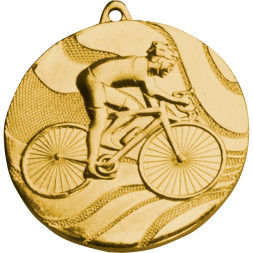 Медаль №95 (Велогонки, диаметр 50 мм, металл, цвет золото. Место для вставок: обратная сторона диаметр 46 мм)