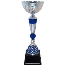 Кубок №335 (Высота 34 см, цвет серебро-синий, размер таблички 65x35 мм)
