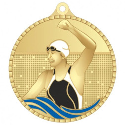 Медаль №3661 (Плавание, Женщины, диаметр 55 мм, металл, цвет золото)