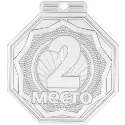 Медаль №2421 (2 место, размер 50x55 мм, металл, цвет серебро. Место для вставок: обратная сторона диаметр 45 мм)