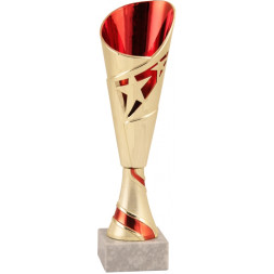 Кубок №2417 (Звезда, высота 25 см, цвет золото-красный, размер таблички 55x15 мм)