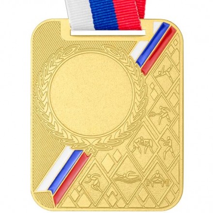 Медаль MZP 549-65/GM с лентой (65х48 мм, D-25 мм, s-2,5 мм) сталь