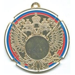 Медаль №206 (Диаметр 70 мм, металл, цвет золото. Место для вставок: лицевая диаметр 25 мм, обратная сторона диаметр 50х25мм)