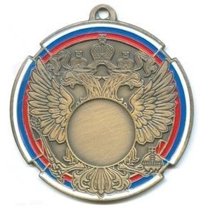 Медаль №206 (Диаметр 70 мм, металл, цвет бронза. Место для вставок: лицевая диаметр 25 мм, обратная сторона диаметр 50х25мм)