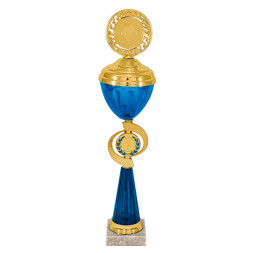 Кубок №4183 (Высота 43 см, цвет золото-синий, размер таблички 70x15 мм, диаметр вставки 50 мм)