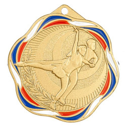 Медаль №2417 (Фигурное катание, Парные, диаметр 50 мм, металл, цвет золото. Место для вставок: обратная сторона диаметр 45 мм)