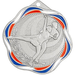 Медаль №2417 (Фигурное катание, Парные, диаметр 50 мм, металл, цвет серебро. Место для вставок: обратная сторона диаметр 45 мм)