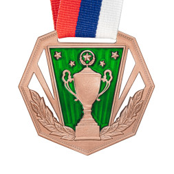 Медаль №2362 c лентой (Диаметр 60 мм, металл, цвет бронза)