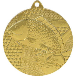 Медаль №930 (Рыба, диаметр 50 мм, металл, цвет золото. Место для вставок: обратная сторона диаметр 45 мм)