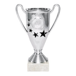Кубок №4262 (Звезда, высота 16 см, цвет серебро, размер таблички 45x15 мм, диаметр вставки 25 мм)