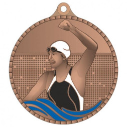 Медаль №3661 (Плавание, Женщины, диаметр 55 мм, металл, цвет бронза)