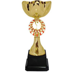Кубок №472 (Высота 23 см, цвет золото-красный, размер таблички 45x30 мм, диаметр вставки 25 мм)
