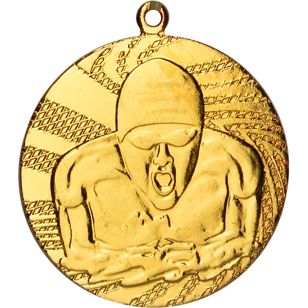 Медаль №104 (Плавание, диаметр 40 мм, металл, цвет золото. Место для вставок: обратная сторона диаметр 35 мм)