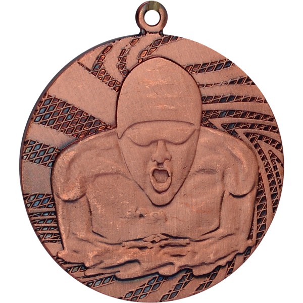 Медаль №104 (Плавание, диаметр 40 мм, металл, цвет бронза. Место для вставок: обратная сторона диаметр 35 мм)
