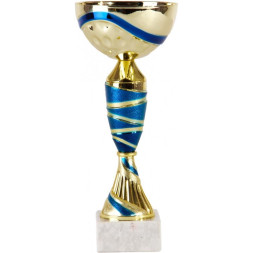 Кубок №2129 (Высота 20 см, цвет золото-синий, размер таблички 45x25 мм)