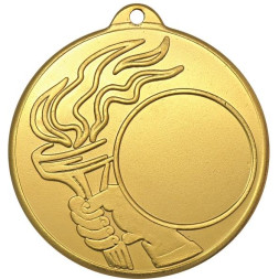 Медаль №1283 (с Олимпийским факелом, диаметр 50 мм, металл, цвет золото. Место для вставок: лицевая диаметр 25 мм, обратная сторона диаметр 45 мм)
