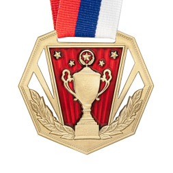 Медаль №2362 c лентой (Диаметр 60 мм, металл, цвет золото)