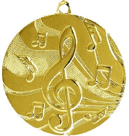 Медаль №103 (Скрипичный ключ, диаметр 50 мм, металл, цвет золото. Место для вставок: обратная сторона диаметр 45 мм)