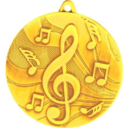 Медаль №103 (Скрипичный ключ, диаметр 50 мм, металл, цвет золото. Место для вставок: обратная сторона диаметр 45 мм)