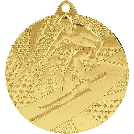 Медаль №169 (Горные лыжи, диаметр 50 мм, металл, цвет золото. Место для вставок: обратная сторона диаметр 45 мм)